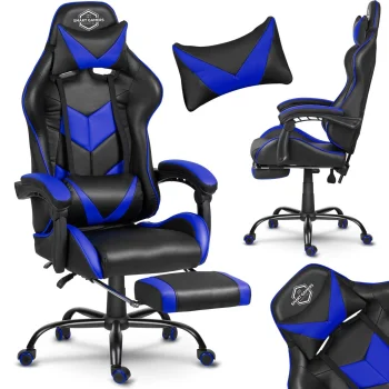 Ergonomic Gaming Chair Sofotel Cerber with Footrest, Black - Blue