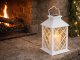 Decorative LED Lantern with Flickering Flameless Candle, Battery Operated, White