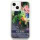 Guess iPhone 13 mini Case Flower Liquid Glitter Blue