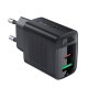 Dual Port USB Charger Acefast A78 GaN PD 20W Black