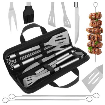 BBQ Tool Set 9 Pieces Kaminer 27184, Black