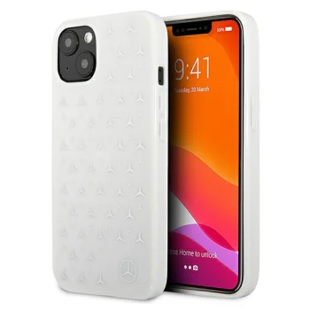 Mercedes iPhone 13 / 14 / 15 Case Silver Stars Pattern, White