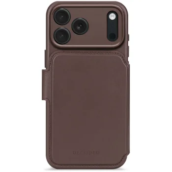 Decoded Leather Detachable Wallet Case for iPhone 17 Pro, Brown