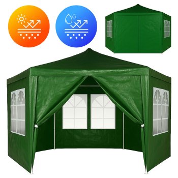 MultiGarden Garden Gazebo Pavilion 2x2x2 m with Walls and Windows, Green