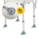 4Fizjo 1517 Adjustable Shower Chair with Backrest and Armrests, White/Grey