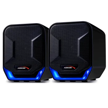 Audiocore AC865 B 2.0 Computer Speakers 6W USB 3.5mm with LED, Black