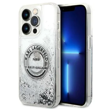 Karl Lagerfeld iPhone 14 Pro Max Case Liquid Glitter RSG Silver