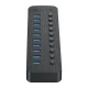 Orico CT2U3-10AB 10-Port USB-A 3.0 Hub with Switches, Black