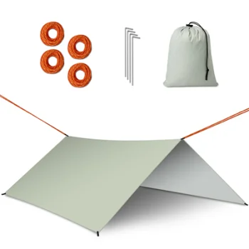 Waterproof camping tarp 300x300 cm for hammock or tent, grey
