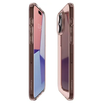 Spigen iPhone 15 Pro Max Case Crystal Flex, Pink/Transparent