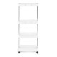 ModernHome Plastic Bathroom Shelf with 4 Tiers and Wheels, White