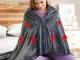 USB Heated Blanket Hoodie, 140x70 cm, 3 Heating Modes, Grey