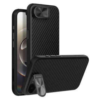 Nillkin CarboProp Magnetic Case with Camera Cover and Stand for iPhone 16e / 17e, Black