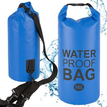Waterproof dry bag backpack for kayak, 15L, blue