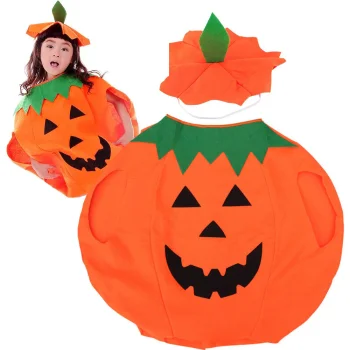 Kids Pumpkin Costume for Halloween Fancy Dress with Hat, 80-110cm, Orange