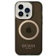 Guess iPhone 14 Pro Case Gold Outline Translucent MagSafe Black