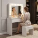 ModernHome Dressing Table with LED Mirror, 5 Drawers and Stool