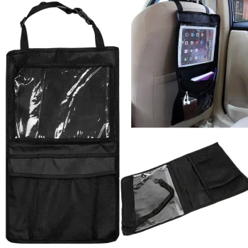 Car Seat Organizer with Tablet Compartment, Felt, Black