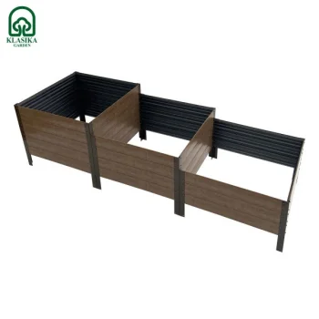 KLASIKA Woodlook Step-Shaped Raised Garden Bed 225x75 cm Gray