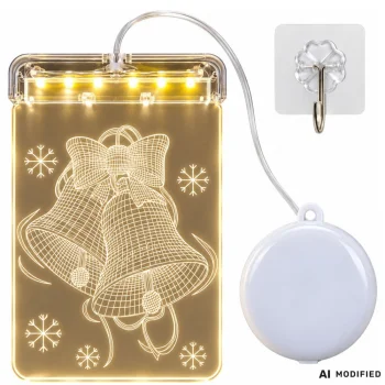 LED Christmas Window Decoration Bells, 6 LEDs, Battery Operated