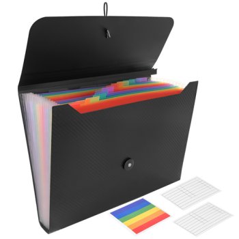 Maaleo A4 Expanding File Folder with 13 Pockets, Accordion Document Organizer 27227, Black