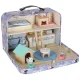 Wooden Dollhouse in a Suitcase - Pet Hotel with Furniture and Figures