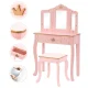 Kids Vanity Set with Mirror and Stool for Girls, Pink