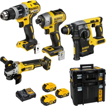 DeWalt DCK422P3T-QW 18V XR Brushless 4-Piece Cordless Tool Set with 3x 5.0Ah Batteries