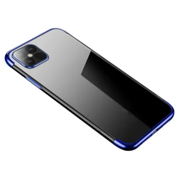 Skaidrus dėklas Samsung Galaxy A33 5G su mėlynu metaliniu rėmeliu (Clear Color 0.3mm)