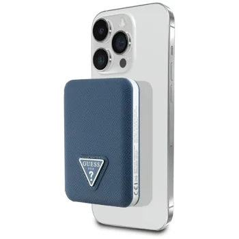 Guess Grained Triangle Powerbank with MagSafe 5000mAh 15W USB-C - blue