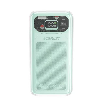 Acefast Sparkling Series Power Bank with LCD Display 10000mAh, 30W, Green