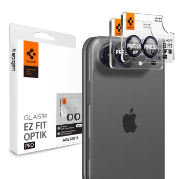 Spigen Optik Pro Glas.tR EZ Fit Camera Screen Protector 2-Pack for iPhone Duo - Navy Blue