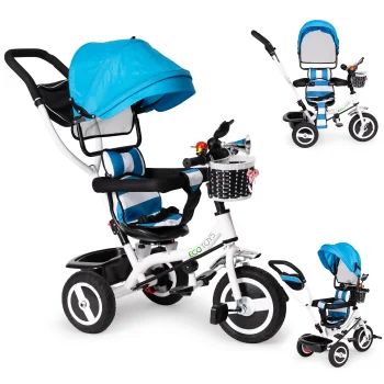 Ecotoys Kids Tricycle with Rotating Seat and Canopy, Blue