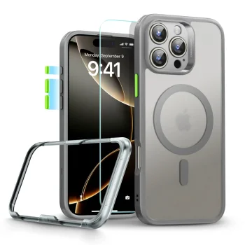 ESR Classic Pro Set Halolock MagSafe Case for iPhone 16 Pro Max, Gray