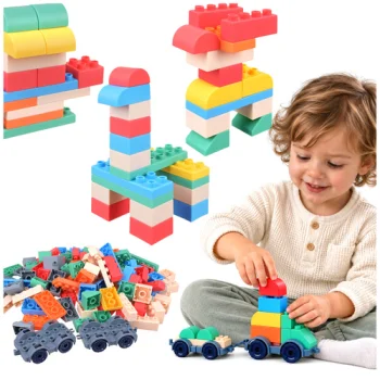 Soft Rubber Sensory Building Blocks, 120 Pcs, Multicolored