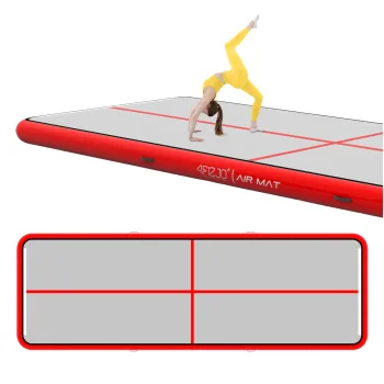 4FIZJO AirTrack Inflatable Gymnastics Mat 6 x 2 x 0.2 m, Red