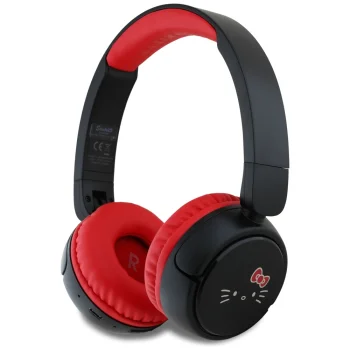 Hello Kitty Face Logo Bluetooth on-ear headphones, red