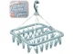 Compact clothes drying rack with 32 clips for socks and underwear, blue