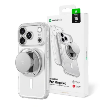 AmazingThing Titan Pro Pop Lens Case for iPhone 18 Pro with Camera Cover and Stand, MagSafe - Clear