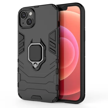 Hibridinis dėklas iPhone 14 Ring Armor su žiedu-stovu, juodas