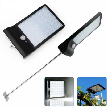 Solar Street Lamp with 36 LEDs and Motion Sensor, Black
