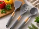 6-Piece Silicone Kitchen Utensils Set with Rotating Stand Grey