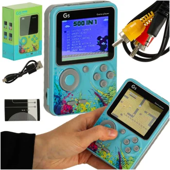 Portable Mini Retro Game Console with 500 Games, Blue