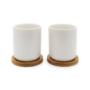 Tea Mug Set Bredemeijer Umea 142013 200ml, 2 Pcs with Bamboo Coasters