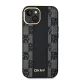 DKNY iPhone 15 Plus / 14 Plus Case Leather Checkered Mono Pattern MagSafe, Black