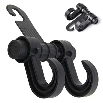 Car Seat Headrest Hook Hanger for Bags and Groceries, Black