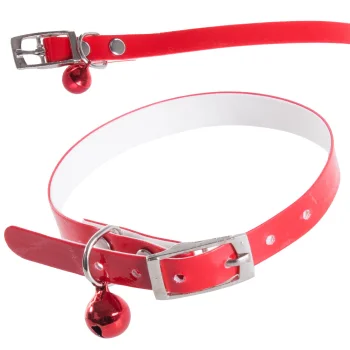 Adjustable collar for dog or cat with bell, 30cm, red/green/purple