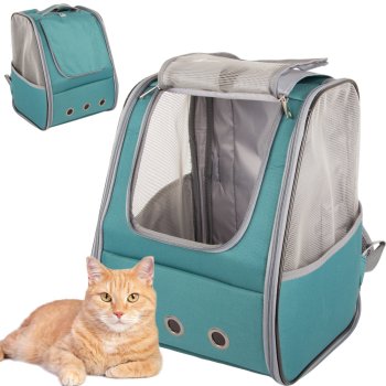 Pet Carrier Backpack for Cats and Small Dogs with Mesh, Green