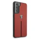 Ferrari Samsung Galaxy S21 Case Off Track Leather Nylon Stripe, Red
