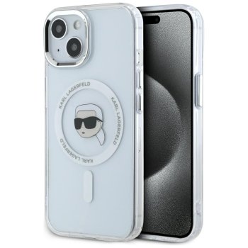 Karl Lagerfeld IML Metal Karl Head MagSafe Case for iPhone 15, White
